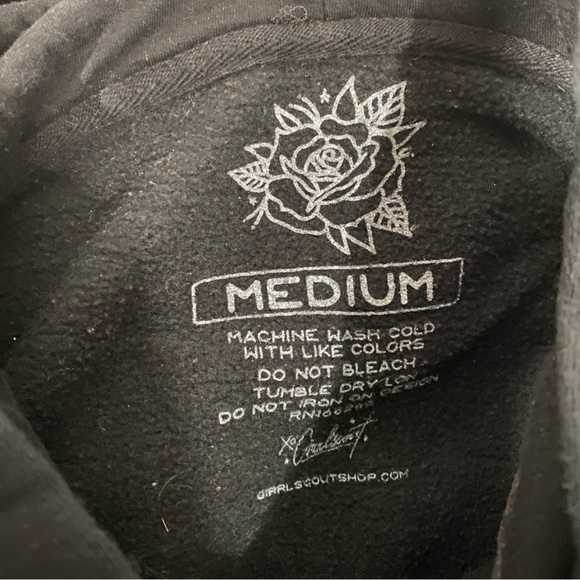 Girrlscout Valentine's I’m Tired But I’m Here with Red Heart Black Hoodie Medium - Picture 6 of 8